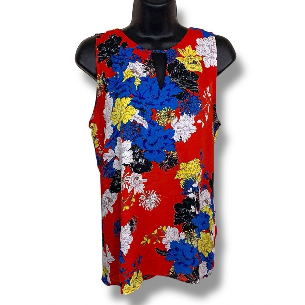 Medium Violet And Claire Sleeveless Top Red Blue Yellow Floral Colorful